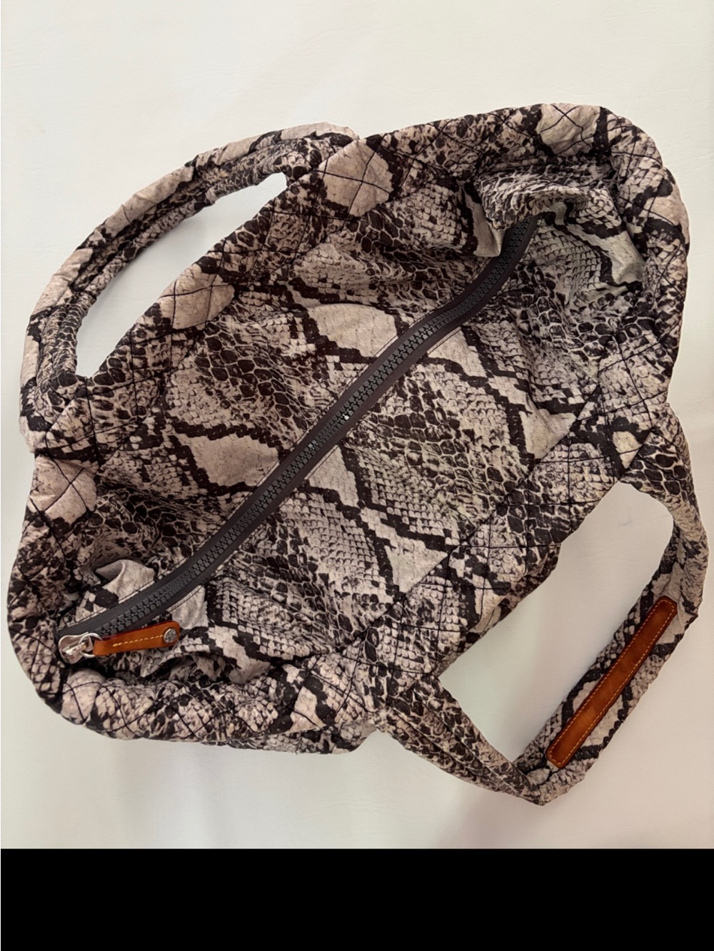MZ Wallace Metro Tote Animal Print Black Brown Shoulder Bag - Picture 8 of 16